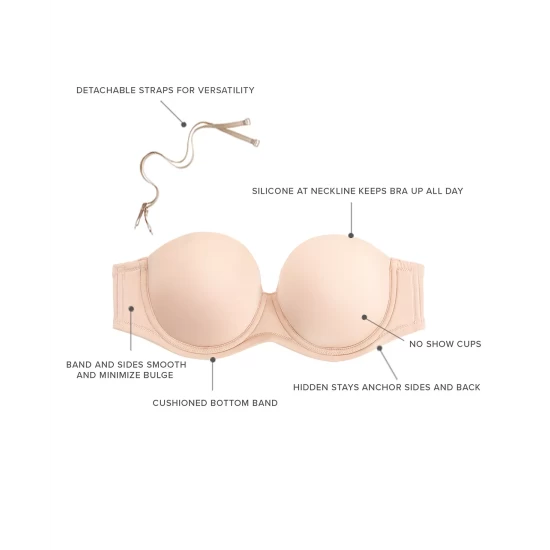 New 🔥 Wacoal Red Carpet Full Figure Underwire Strapless Bra 854119, Up To I Cup Sand (nude 5) 🎉 - Image 9