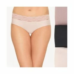 Hot Sale ⭐ B.tempt'd 👩 Women's 3-Pk. B.bare Lace-Trim Hipster Underwear Night, Antler, Rose Smoke ✔️